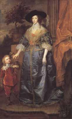 Anthony Van Dyck Portrait of queen henrietta maria with sir jeffrey hudson (mk03) Germany oil painting art
